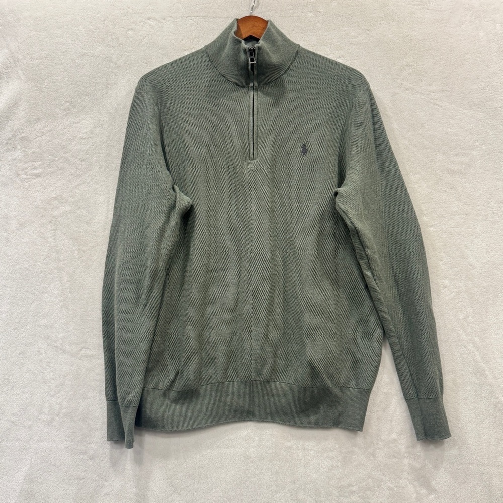 Ralph Lauren Light Olive Quarter Zip-Up Sweater Size L